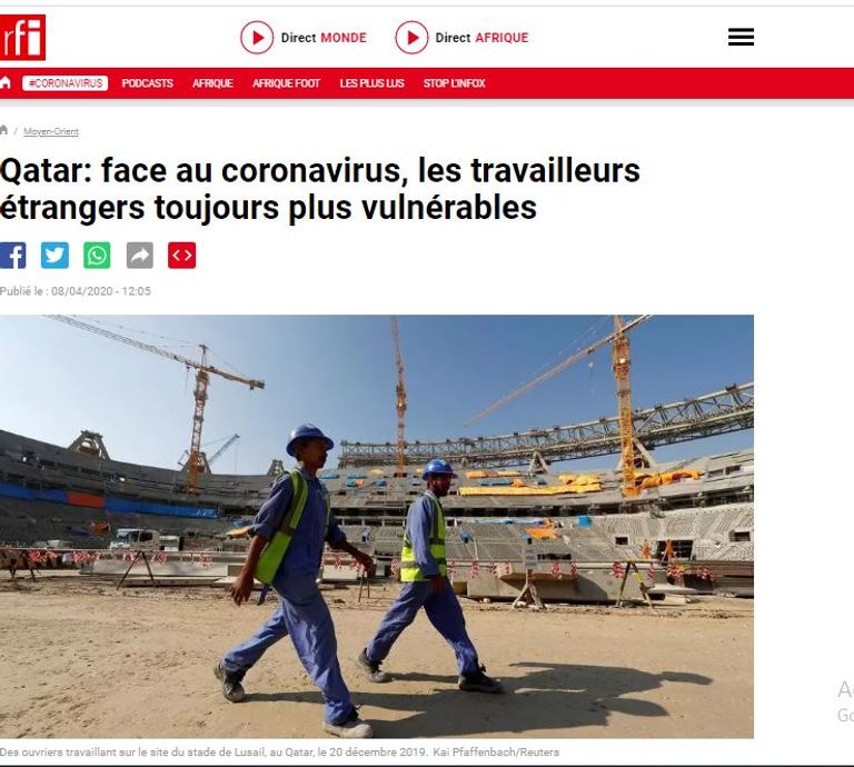 العمال الأجانب في قطر يعملون دون حماية طبية