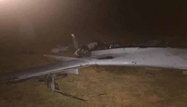 طائرة تركية أسقطها الجيش الليبي في وقت سابق