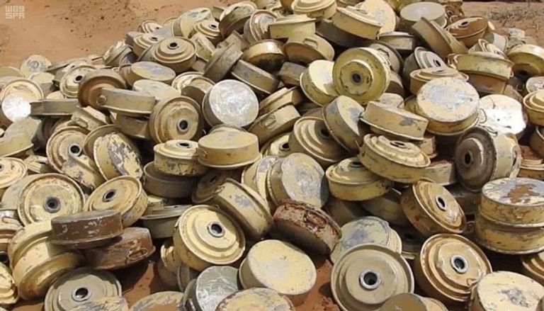 عدد من الألغام التي نجح مسام في انتزاعها لحماية المدنيين باليمن