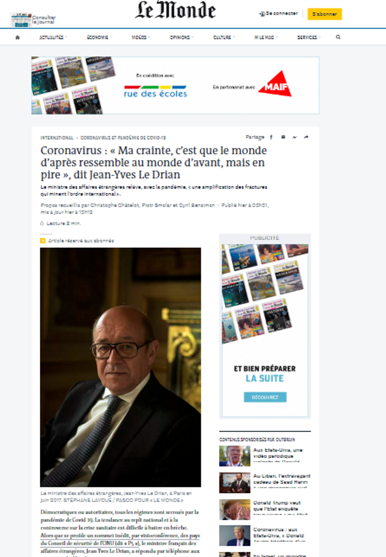 وزير الخارجية الفرنسي جون إيف لودريان