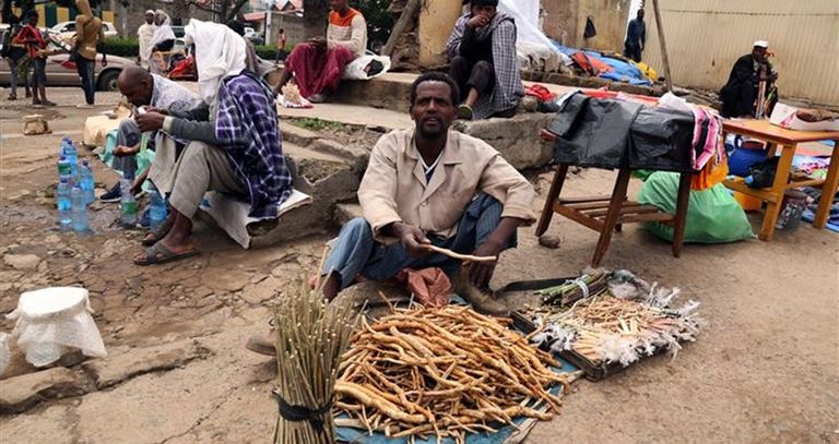 تجار بيع السواك، ينتشرون في أسواق العاصمة الإثيوبية أديس أبابا أمينة جابر إحدى بائعات السواك بأديس أبابا