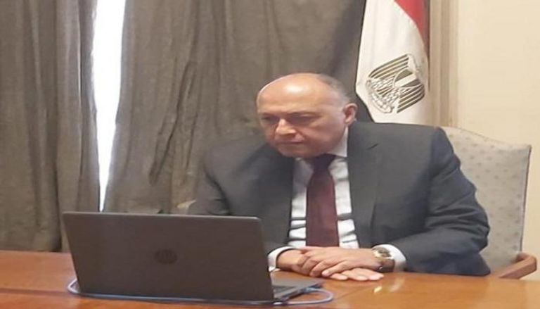 وزير الخارجية المصري سامح شكري خلال اجتماع الجامعة العربية