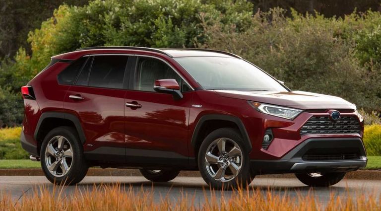 سيارة  تويوتا RAV4 الكهربائية الهجينة حمراء اللون فولكس فاجن Atlas