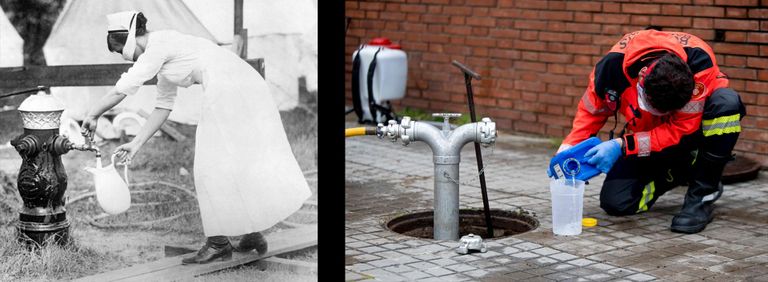 أشخاص يرتدون كمامات للوقاية من عدوى كورونا