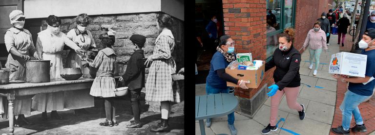 أشخاص يرتدون كمامات للوقاية من عدوى كورونا