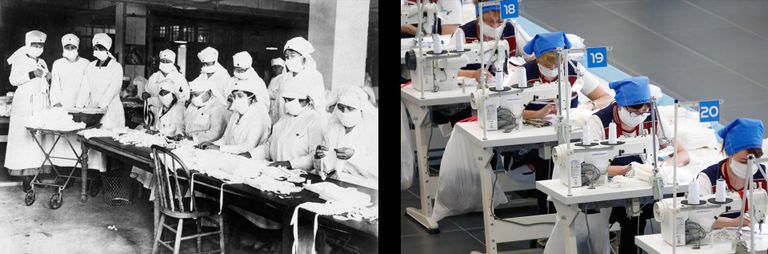 أشخاص يرتدون كمامات للوقاية من عدوى كورونا