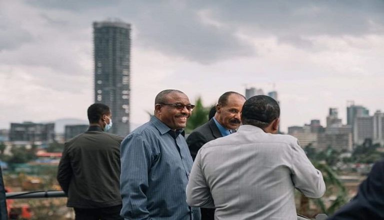 سهلي ورق زودي وآبي أحمد وأسياس أفورقي خلال اللقاء