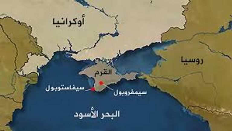 خريطة تظهر موقع شبه جزيرة القرم الرئيس الروسي فلاديمير بوتين