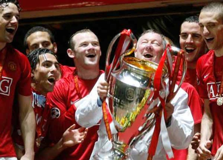 فرحة لاعبي مانشستر يونايتد عام 2008 مانشستر يونايتد الإنجليزي