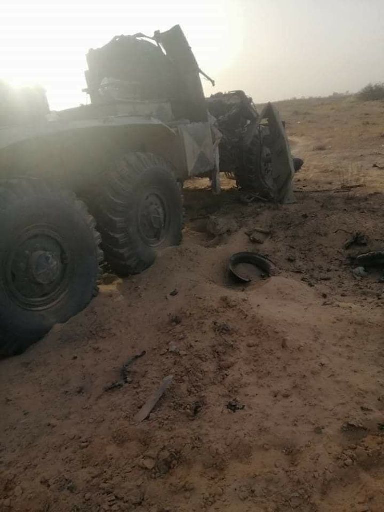 آثار قصف لموقع المليشيات الموالية لتركيا قرب الوطية