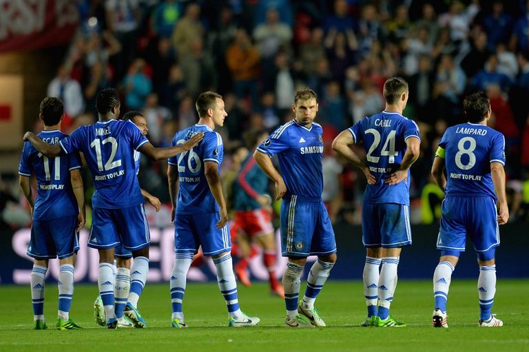 فريق تشيلسي أثناء تنفيذ ركلات الترجيح بايرن ميونيخ الألماني