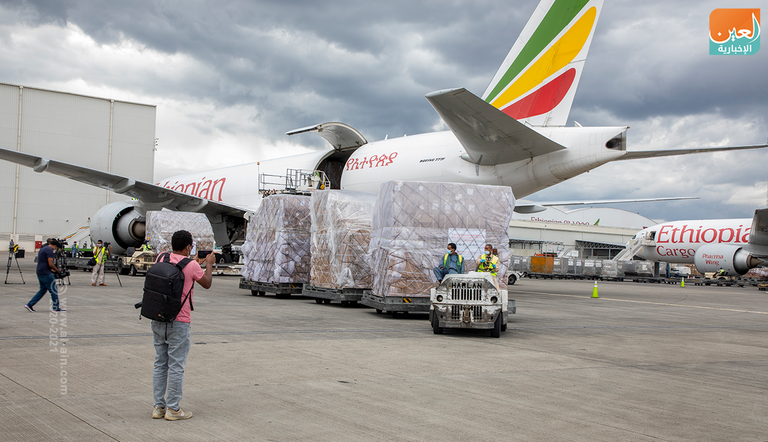 جانب من مساعدات الإمارات الغذائية لإثيوبيا