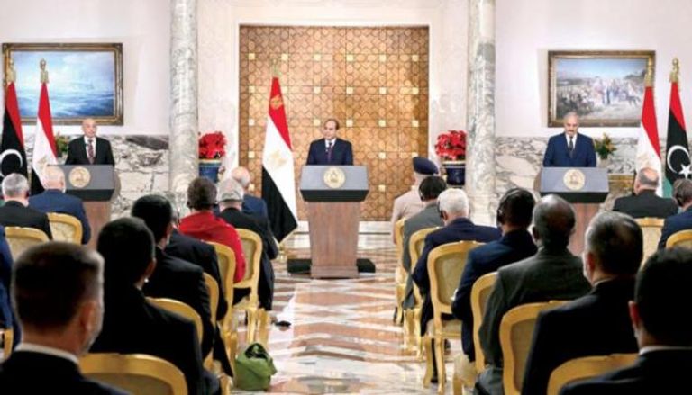 الرئيس المصري خلال إطلاق مبادرة الحل السياسي في ليبيا