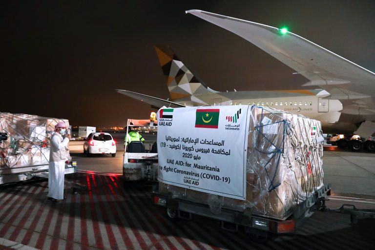 الإمارات ترسل طائرة مساعدات إلى موريتانيا لمكافحة كورونا وزير الشؤون الإسلامية الداه ولد أعمر طالب