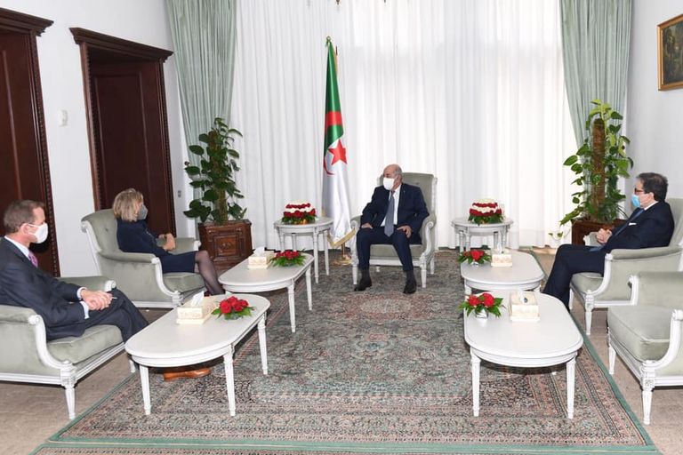 جانب من لقاء الرئيس الجزائري مع السفيرة الألمانية جانب من لقاء الرئيس الجزائري مع السفيرة الألمانية