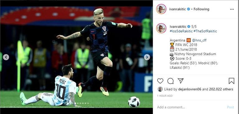 تغريدة إيفان راكيتيتش لاعب وسط برشلونة عن ليونيل ميسي قائد الفريق