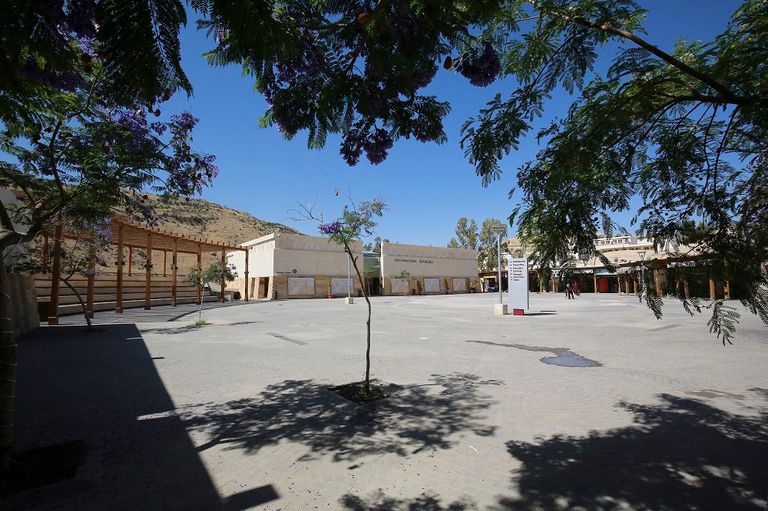 عامل يرش المطهرات في مدينة البتراء الأردنية