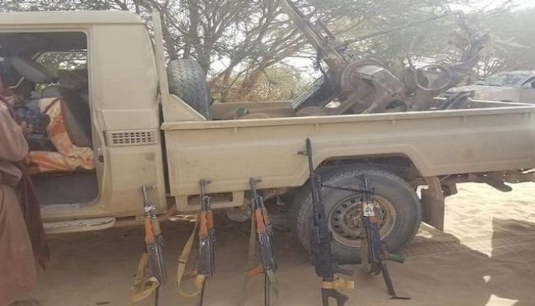 جانب من الأسلحة التي اغتنمها الجيش من الحوثيين
