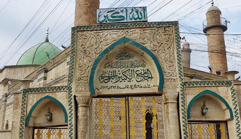 مئذنة الجامع النوري في الموصل خلال عملية الترميم