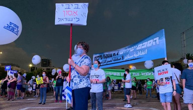 جانب من المظاهرة التي شهدتها إسرائيل ضد الضم