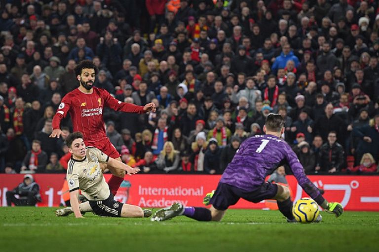 صلاح يسجل أمام مانشستر يونايتد كريستيانو رونالدو ومحمد صلاح