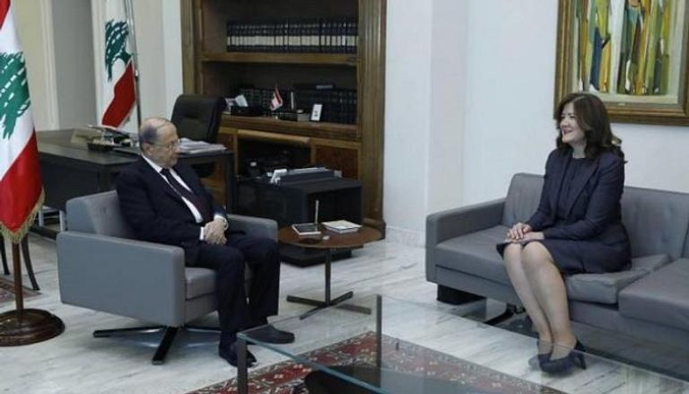 السفيرة الأمريكية في لبنان خلال لقاء سابق مع الرئيس ميشال عون