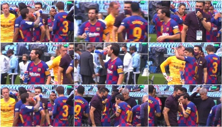 لقطات لصحيفة ماركا تظهر تجاهل الأرجنتيني ليونيل ميسي قائد برشلونة لتوجيهات مساعد المدرب إيدير سارابيا ميسي يتحسر على خسارة برشلونة أمام سيلتا فيجو