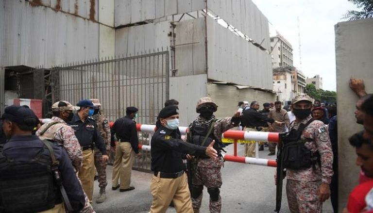 موقع  الهجوم الدامي الذي استهدف بورصة كراتشي - أ.ف.ب