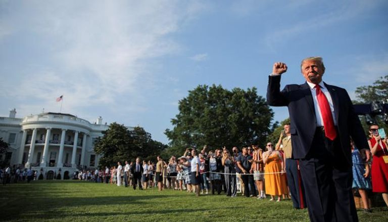 الرئيس الأمريكي دونالد ترامب خلال الاحتفالية - رويترز