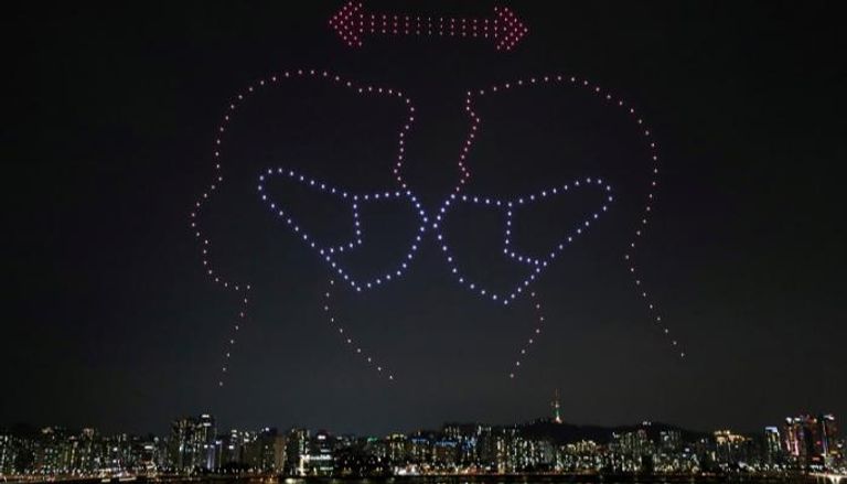 صورة رسمتها طائرات الدرون في سماء كوريا الجنوبية