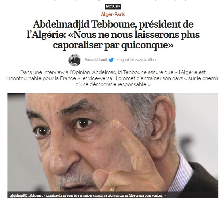 المقابلة الصحفية للرئيس الجزائري مع صحيفة لوبينيون الفرنسية الرئيس الجزائري عبدالمجيد تبون - أرشيفية