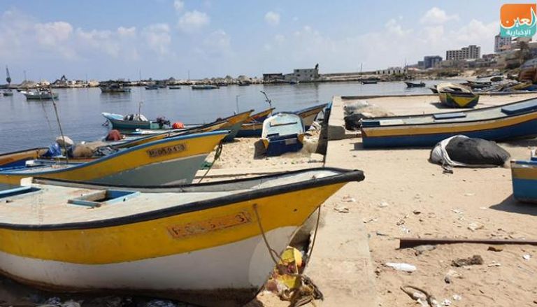 قوارب صيد على شاطئ غزة