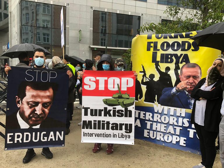 جانب من الوقفة الاحتجاجية في بروكسل
