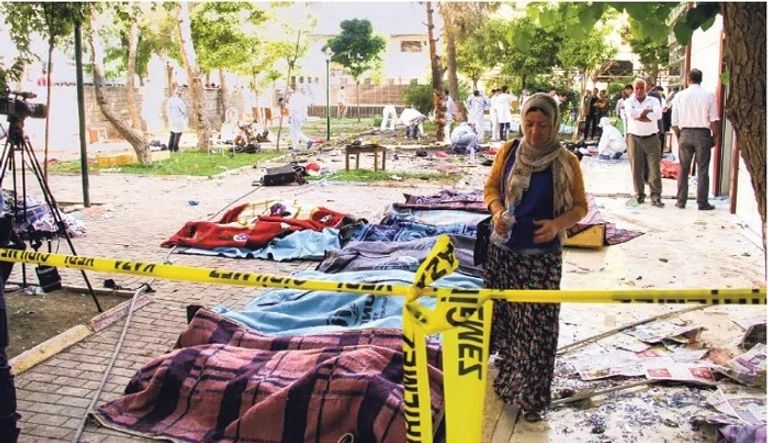 جانب من هجوم داعش على المدينة الحدودية جانب من هجوم داعش على المدينة التركية - أرشيفية