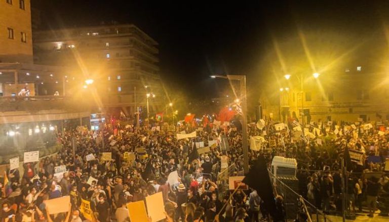 جانب من  المظاهرات ضد نتنياهو