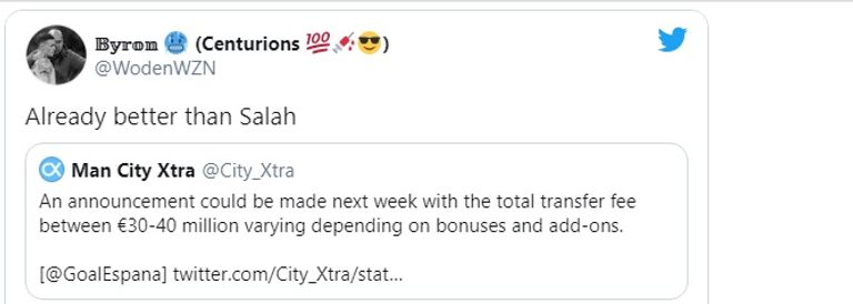 تغريدة مشجع سيتي محمد صلاح ضد مانشستر سيتي