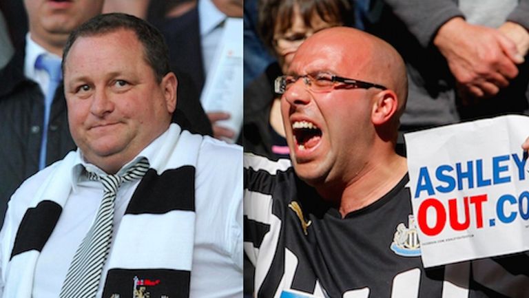 جماهير نيوكاسل كانت تسعى للخلاص من مالكه مايك آشلي جماهير نادي نيوكاسل الإنجليزي