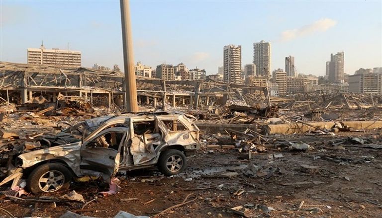 أثار الدمار التي لحقت بالعديد من شوارع بيروت عقب الانفجار الضخم الذي ضرب المرفأ