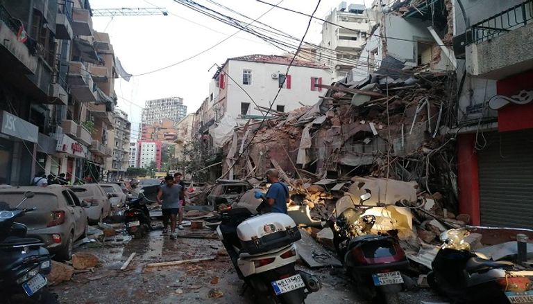 أثار الانفجار الذي وقع في مرفأ بيروت 