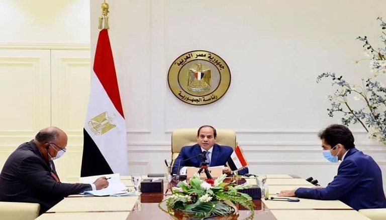 الرئيس المصري عبدالفتاح السيسي أثناء إلقاء كلمته