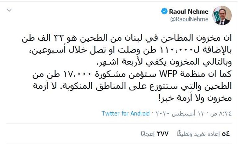 راؤول نعمة وزير الاقتصاد اللبناني - رويترز