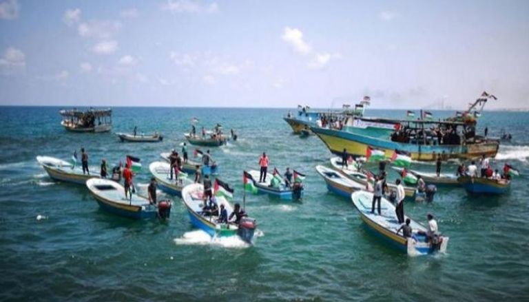 توقف مراكب صيد الفلسطينيين في بحر غزة - أرشيفية