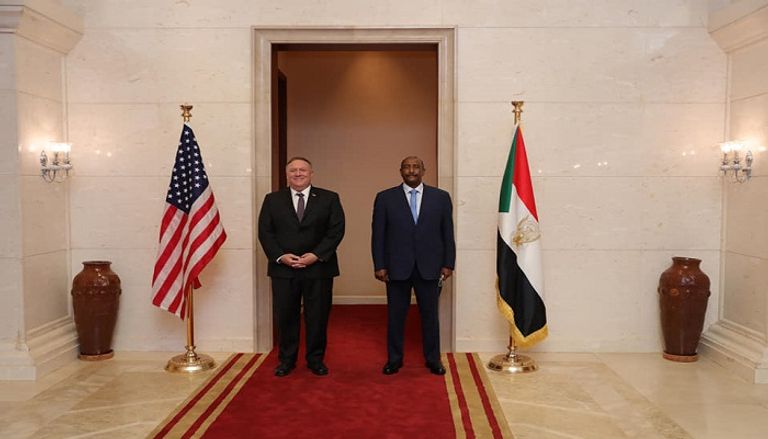 لقاء البرهان وبومبيو في العاصمة الخرطوم
