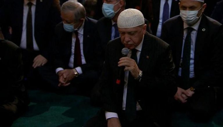 أردوغان خلال افتتاح مسجد آيا صوفيا