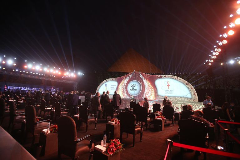 حفل القرعة  شعار مونديال اليد بمصر