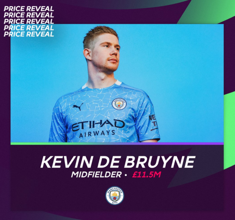 البلجيكي دي بروين نجم خط وسط مانشستر سيتي فانتازي الدوري الإنجليزي