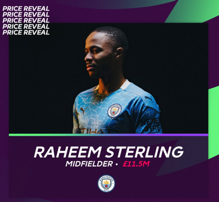 الإنجليزي رحيم ستيرلينج جناح مانشستر سيتي فانتازي الدوري الإنجليزي