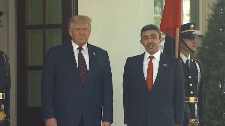 جلسة مباحثات ثنائية بين الرئيس الأمريكي والشيخ عبدالله بن زايد آل نهيان