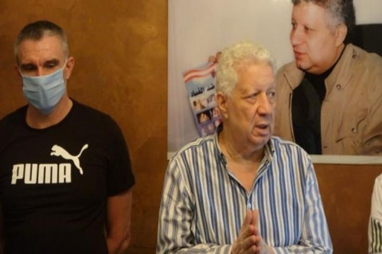 مرتضى منصور رئيس الزمالك وباتريس كارتيرون مرتضى منصور رئيس الزمالك وباتريس كارتيرون