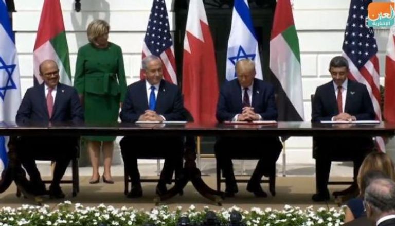 جانب من توقيع اتفاق السلام بين الإمارات والبحرين وإسرائيل